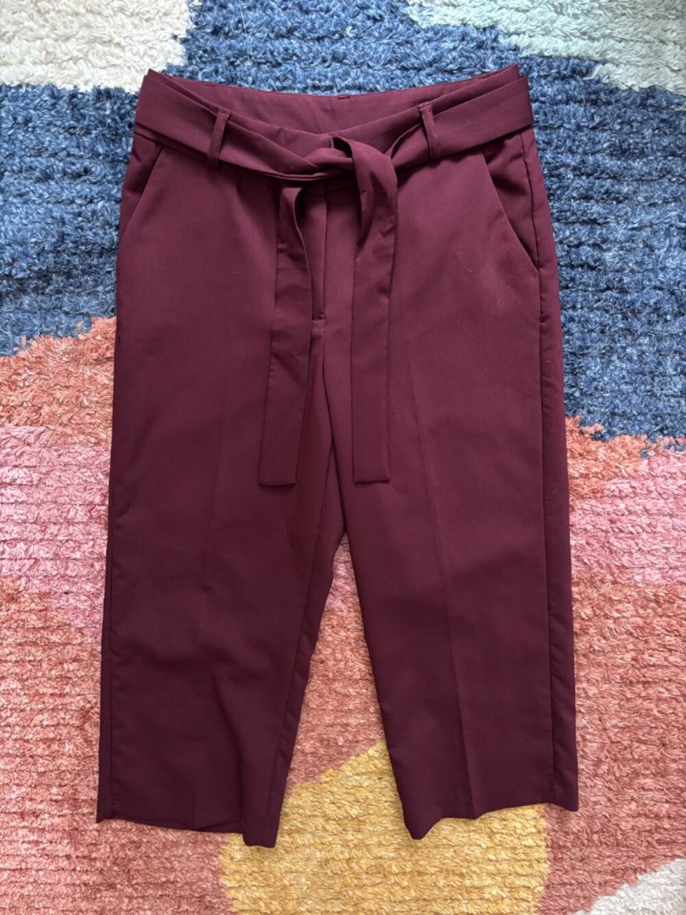 Cynthia Rowley Burgundy Cropped Wide Leg Pants